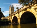 Oxford England stone bridge over river with boat Royalty Free Stock Photo